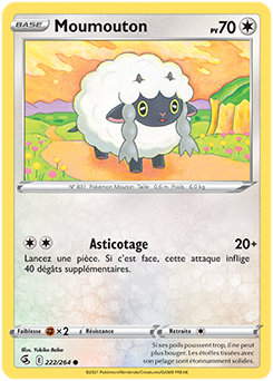 Carte Pokémon Communes Moumouton 222/264 de la série Poing de Fusion