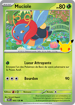 Carte Pokémon Communes Muciole 003/128 de la série 30e Anniversaire