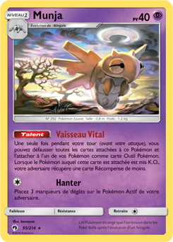 Carte Pokémon Rare Munja 95/214 de la série Tonnerre Perdu