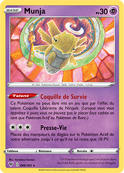 Carte Pokémon Rare Munja 066/185 de la série Voltage Éclatant