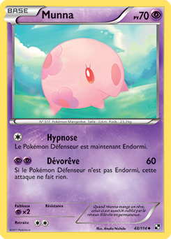 Carte Pokémon Peu commune Munna 48/114 de la série Noir & Blanc