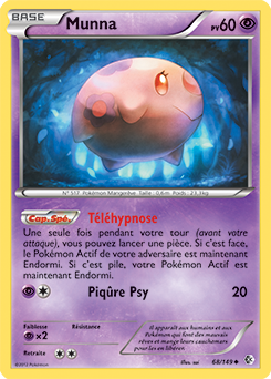 Carte Pokémon Peu commune Munna 68/149 de la série Frantières Franchies