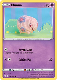 Carte Pokémon Commune Munna 87/202 de la série Épée et Bouclier