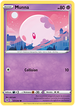 Carte Pokémon Communes Munna 121/264 de la série Poing de Fusion