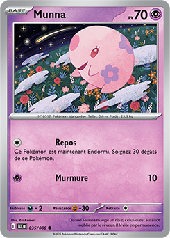 Carte Pokémon Communes Munna 35/86 de la série Foudre Noire