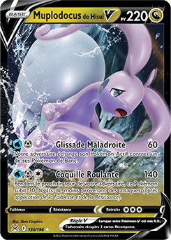 Carte Pokémon Ultra rare V Muplodocus de Hisui V 135/196 de la série Origine Perdue