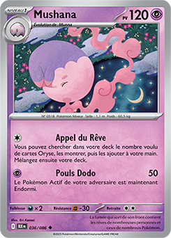 Carte Pokémon Peu commune Mushana 36/86 de la série Foudre Noire