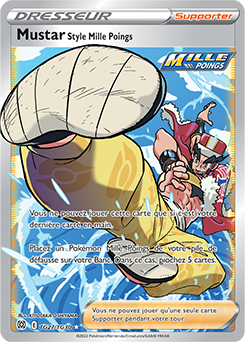 Carte Pokémon Dresseur Full Art Mustar Style Mille Poings TG27/TG30 de la série Stars Étincelantes