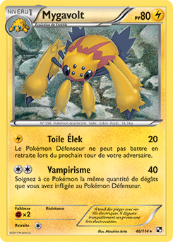 Carte Pokémon Rare Mygavolt 46/114 de la série Noir & Blanc