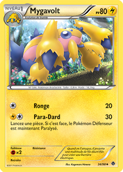 Carte Pokémon Peu commune Mygavolt 34/98 de la série Pouvoirs Émergents