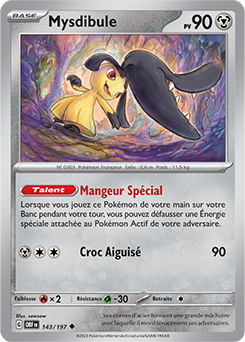 Carte Pokémon Peu commune Mysdibule 143/197 de la série Flammes Obsidiennes