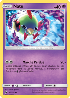 Carte Pokémon Commune Natu 87/214 de la série Tonnerre Perdu