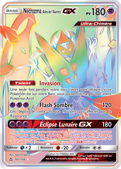 Carte Pokémon Secrète Rainbow GX Necrozma Ailes de l'Aurore GX 161/156 de la série Ultra Prisme