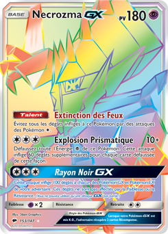 Carte Pokémon Secrète Rainbow GX Necrozma GX 153/147 de la série Ombres Ardentes