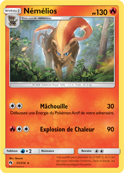 Carte Pokémon Rare Némélios 51/214 de la série Tonnerre Perdu