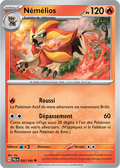 Carte Pokémon Peu commune Némélios 032/193 de la série Évolutions à Paldea