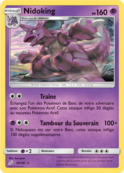 Carte Pokémon Rare Nidoking 59/181 de la série Duo de Choc