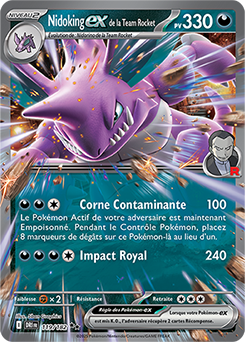 Carte Pokémon Double rare Nidoking ex de la Team Rocket 119/182 de la série Rivalités Destinées