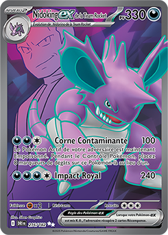 Carte Pokémon Ultra rare Nidoking ex de la Team Rocket 216/182 de la série Rivalités Destinées
