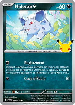 Carte Pokémon Communes Nidoran? 087/128 de la série 30e Anniversaire