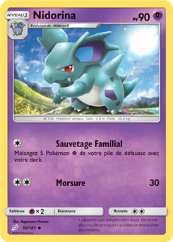 Carte Pokémon Peu commune Nidorina 55/181 de la série Duo de Choc
