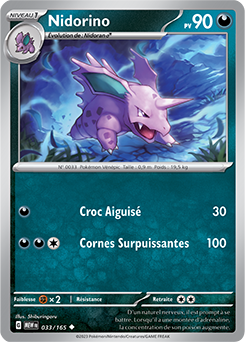 Carte Pokémon Nidorino 33/165 de la série 151 en vente au meilleur prix