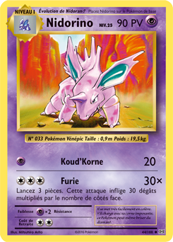 Carte Pokémon Nidorino 44/108 de la série Évolutions en vente au meilleur prix
