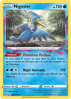 Carte Pokémon Rare Nigosier 050/196 de la série Origine Perdue