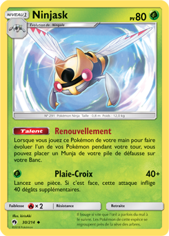 Carte Pokémon Peu commune Ninjask 30/214 de la série Tonnerre Perdu
