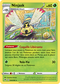 Carte Pokémon Ninjask 014/185 de la série Voltage Éclatant en vente au meilleur prix
