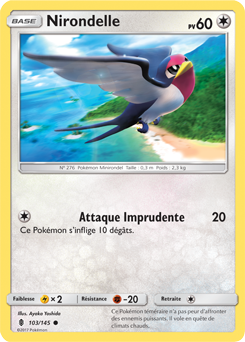 Carte Pokémon Commune Nirondelle 103/145 de la série Gardiens Ascendants