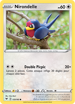 Carte Pokémon Commune Nirondelle 133/185 de la série Voltage Éclatant