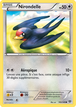 Carte Pokémon Commune Nirondelle 102/146 de la série X&Y
