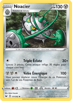 Carte Pokémon Peu commune Noacier 131/202 de la série Épée et Bouclier