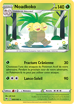 Carte Pokémon Noadkoko 005/185 de la série Voltage Éclatant en vente au meilleur prix