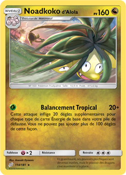 Carte Pokémon Rare Noadkoko d'Alola 114/181 de la série Duo de Choc