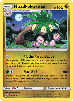 Carte Pokémon Noadkoko d'Alola 115/181 de la série Duo de Choc en vente au meilleur prix