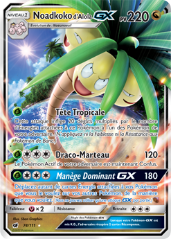 Carte Pokémon Noadkoko d'Alola GX 74/111 de la série Invasion Carmin en vente au meilleur prix