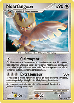 Carte Pokémon Rare Noarfang 34/130 de la série Diamant & Perle