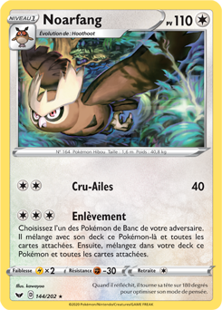 Carte Pokémon Noarfang 144/202 de la série Épée et Bouclier en vente au meilleur prix