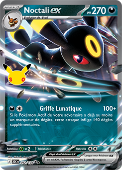 Carte Pokémon Double rare Noctali ex 092/128 de la série 30e Anniversaire