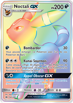 Carte Pokémon Noctali GX 154/149 de la série Soleil & Lune en vente au meilleur prix