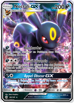 Carte Pokémon Noctali GX 80/149 de la série Soleil & Lune en vente au meilleur prix