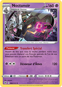Carte Pokémon Holographique rare Noctunoir 062/172 de la série Stars Étincelantes