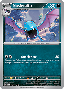 Carte Pokémon Communes Nosferalto 111/182 de la série Faille Paradoxe
