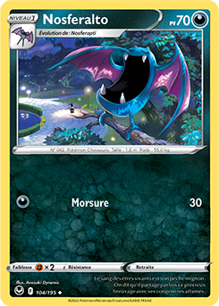 Carte Pokémon Peu commune Nosferalto 104/195 de la série Tempête Argentée