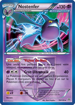 Carte Pokémon Holographique Rare Nostenfer 55/135 de la série Tempête Plasma