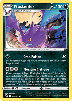 Carte Pokémon Holographique rare Nostenfer 105/195 de la série Tempête Argentée