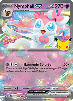 Carte Pokémon Double rare Nymphali ex 071/128 de la série 30e Anniversaire