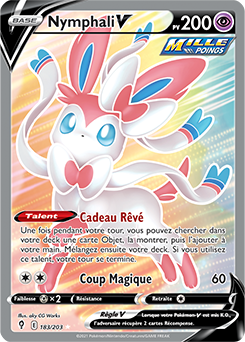 Carte Pokémon Full Art V Nymphali V 183/203 de la série Évolution Céleste
